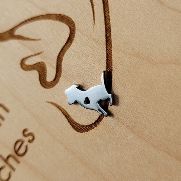 Dog Silhouette Stud Earrings, silver - Picture 2 of 4